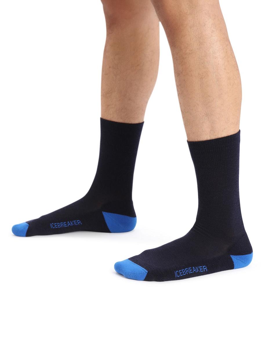 Midnight Navy / Lazurite Icebreaker Merino Lifestyle Light Crew Men's Socks | AU 1046PJJQ